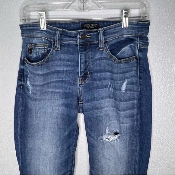 Judy Blue Skinny Fit Distressed Light Blue Women  Bodycon Jeans Sz  5/57 - Picture 4 of 11